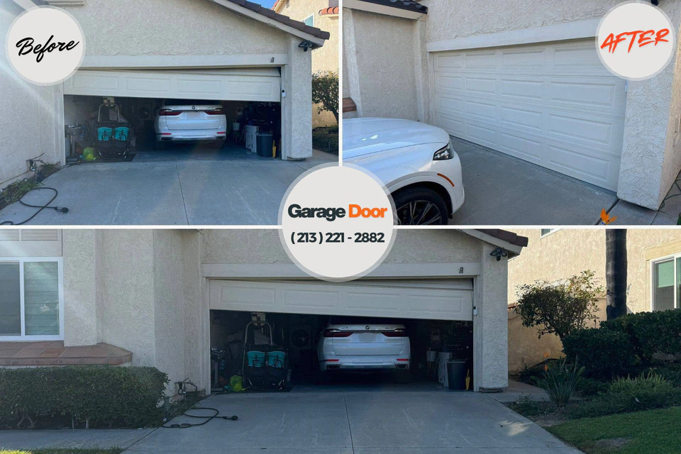 Before and after: garage door repair Unionville, GA